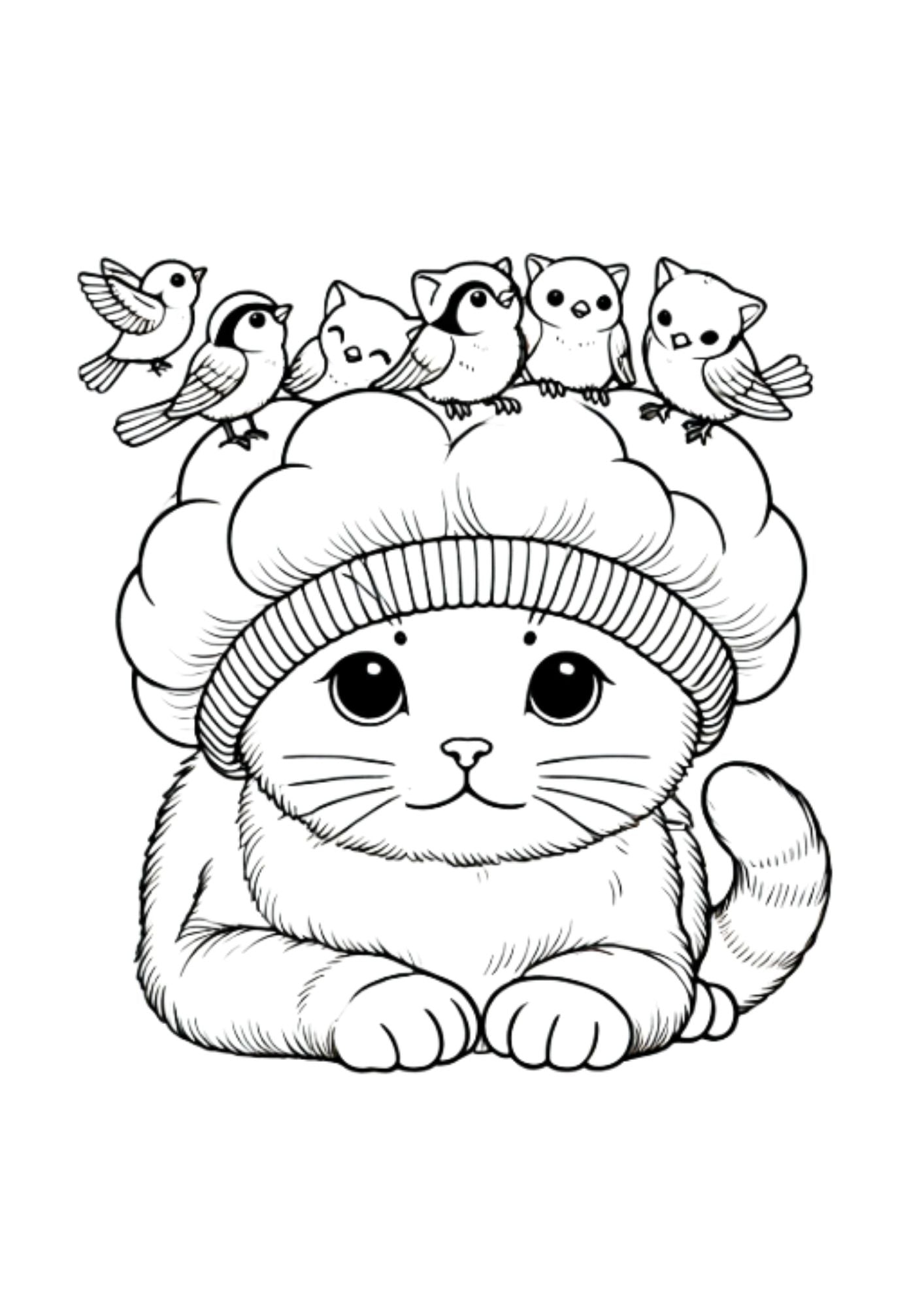 Bird Cat Coloring Page