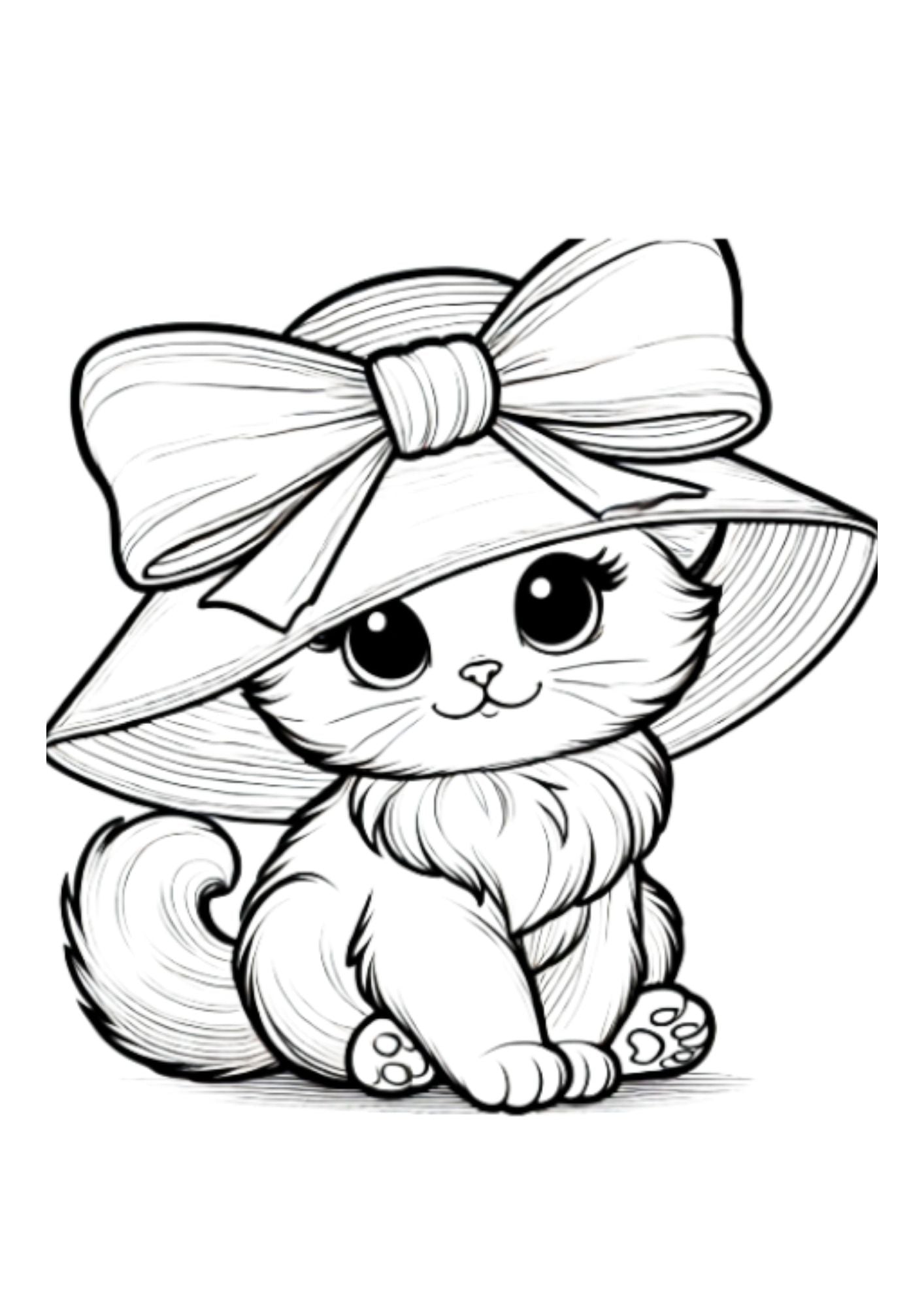Bow Cat Coloring Page