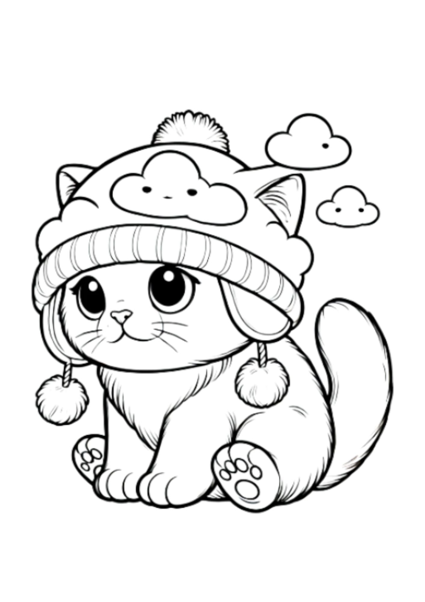 Cloud Cat Coloring Page