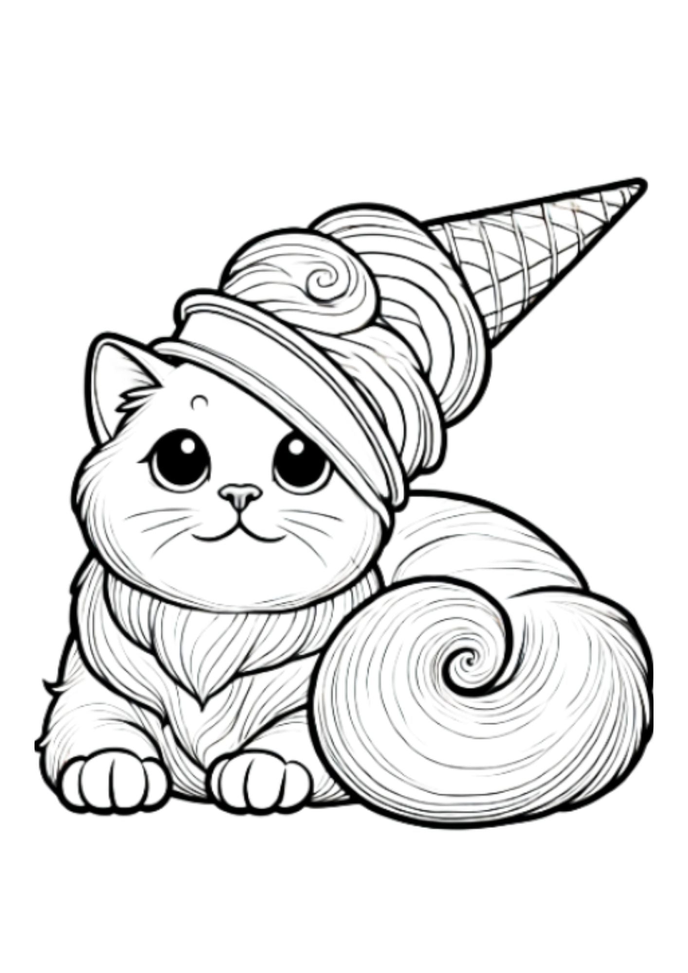 Cone Cat Coloring Page