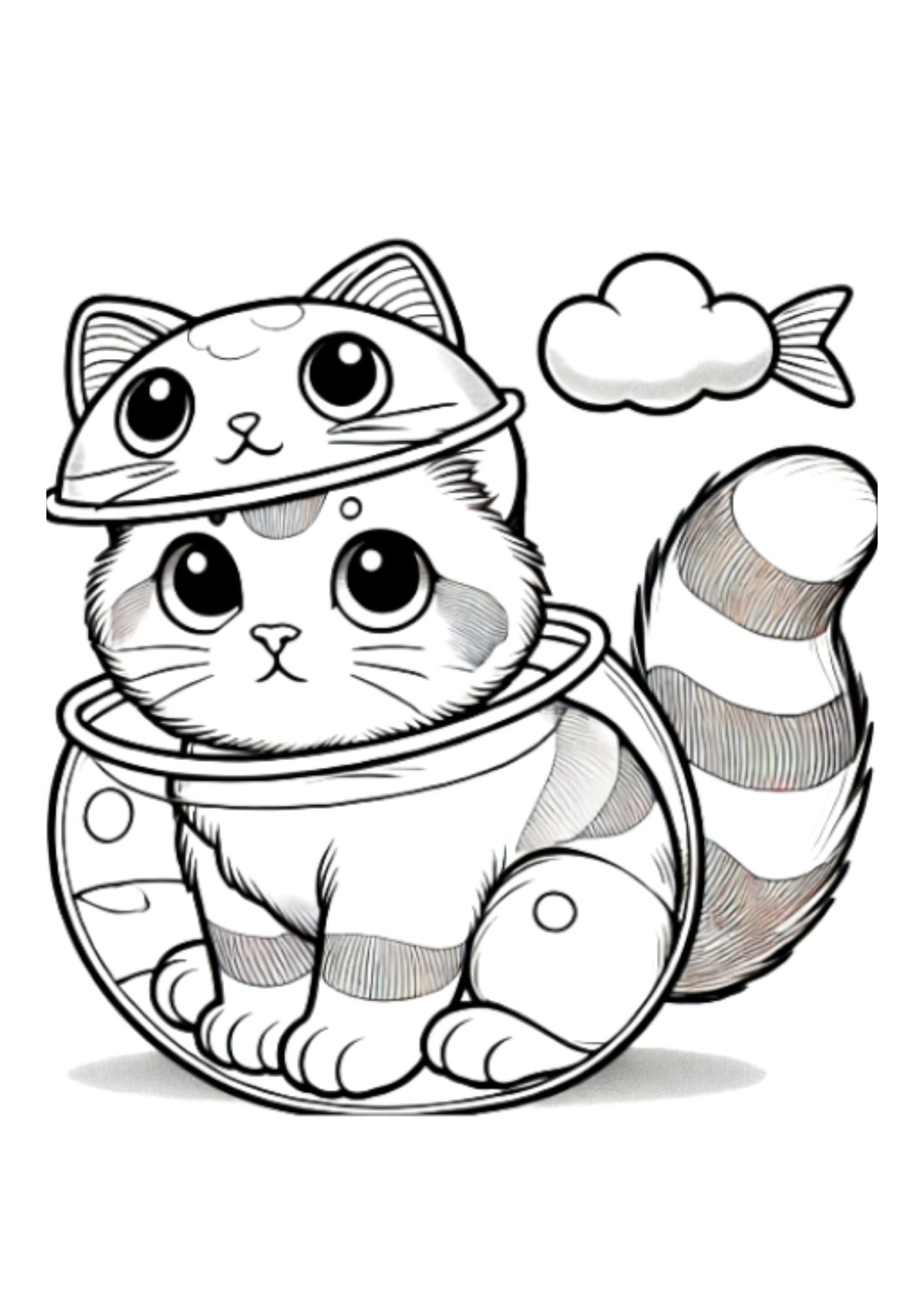 Fish Cat Coloring Page