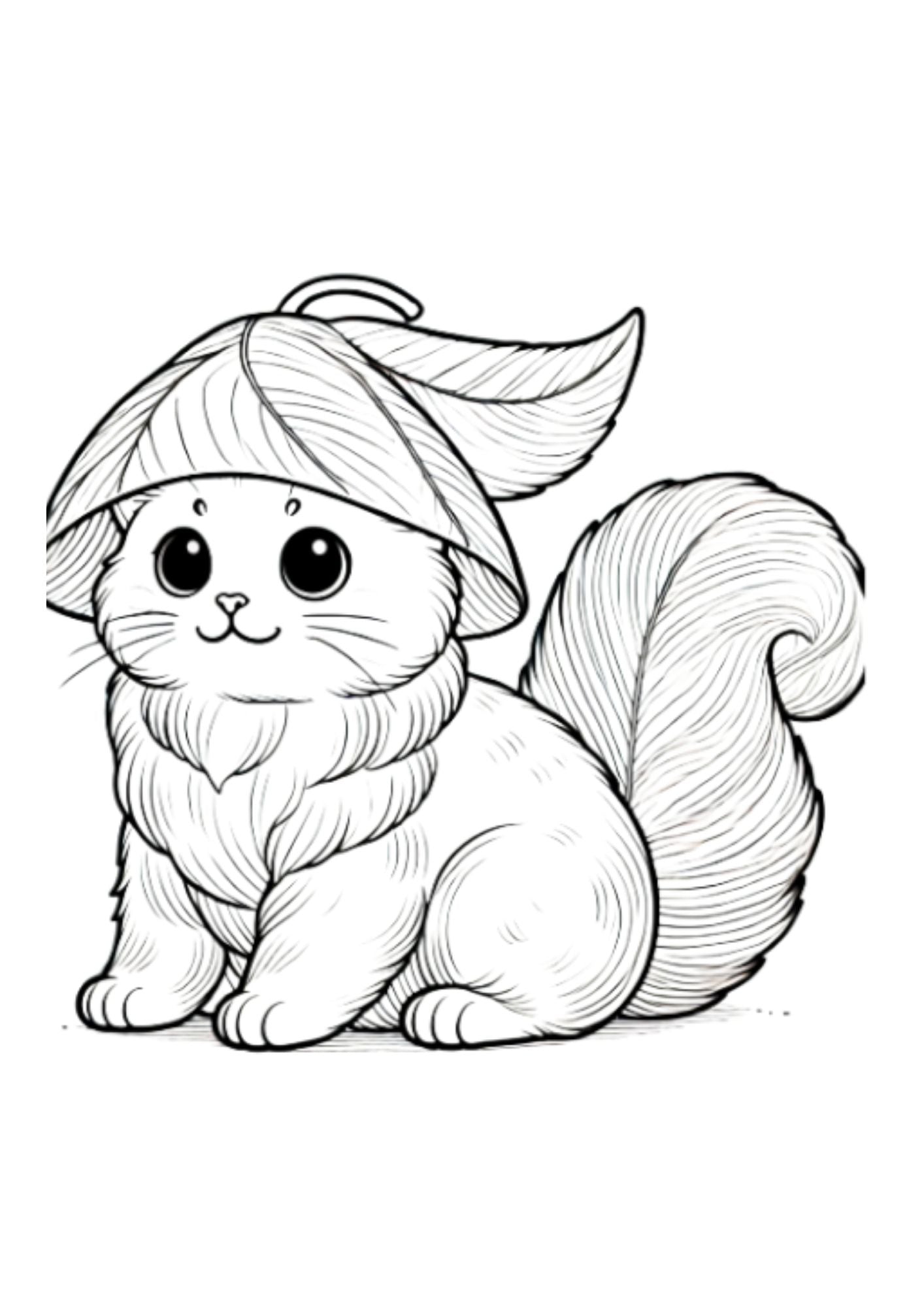 Leaf Cat Coloring Page