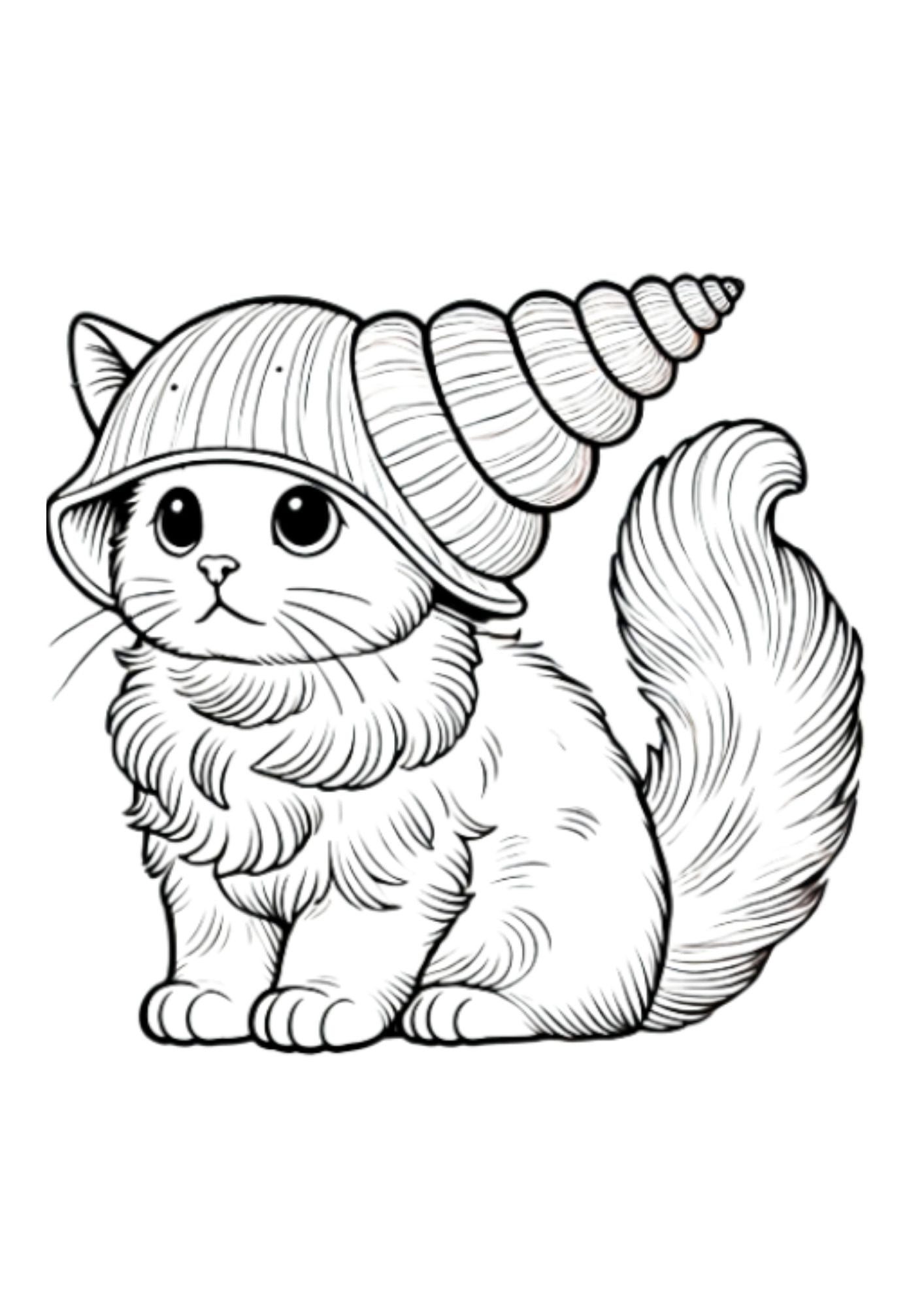 Shell Cat Coloring Page