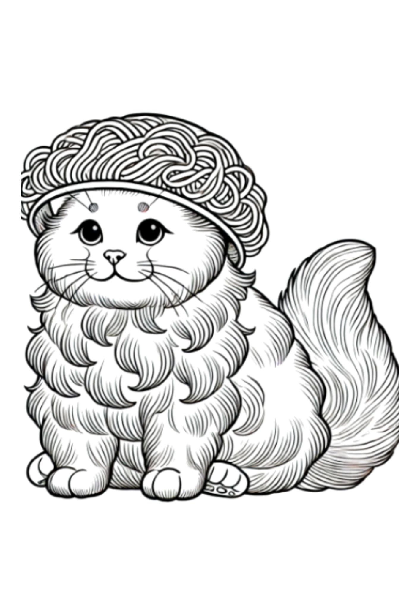 Spaghetti Cat Coloring Page