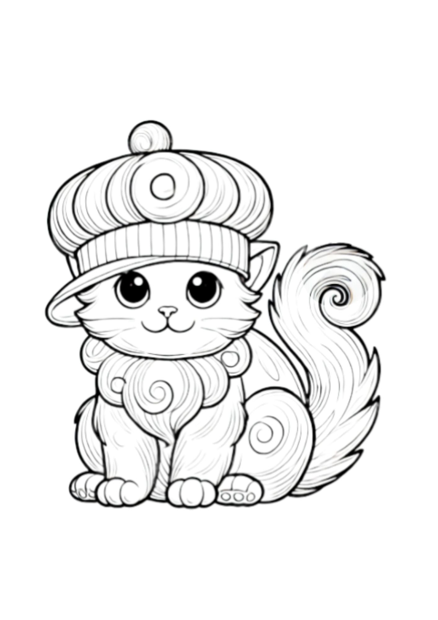 Swirl Cat Coloring Page