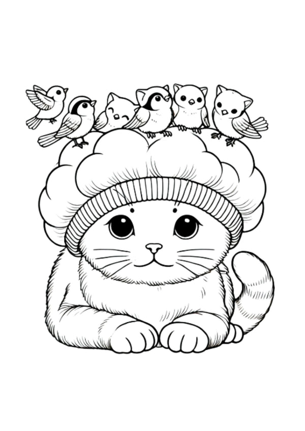 21 Page Combo - Silly Hats on Cats Coloring Pages