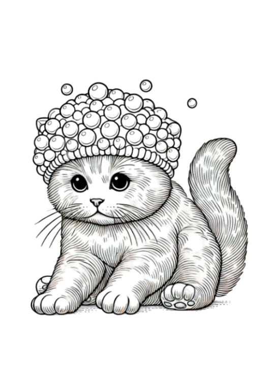 Bubbles Cat Coloring Page