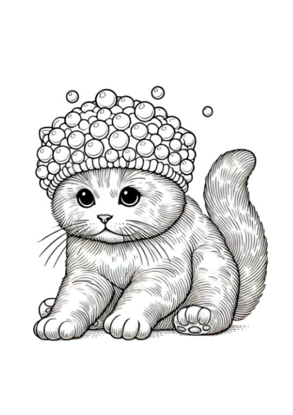 Silly Hats on Cats Coloring Page Combo