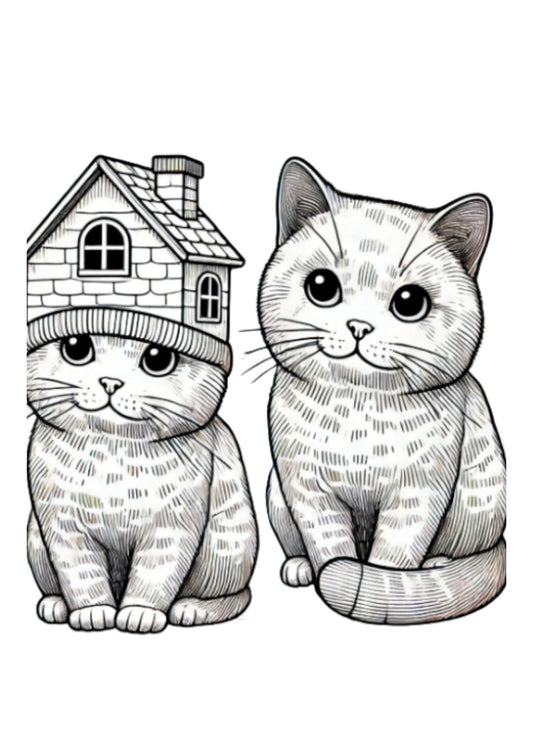 House Cat Coloring Page