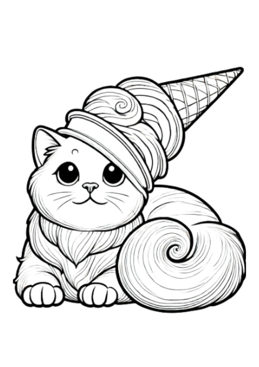 Cone Cat Coloring Page