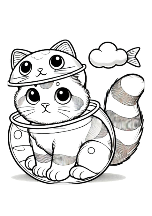 Fish Cat Coloring Page