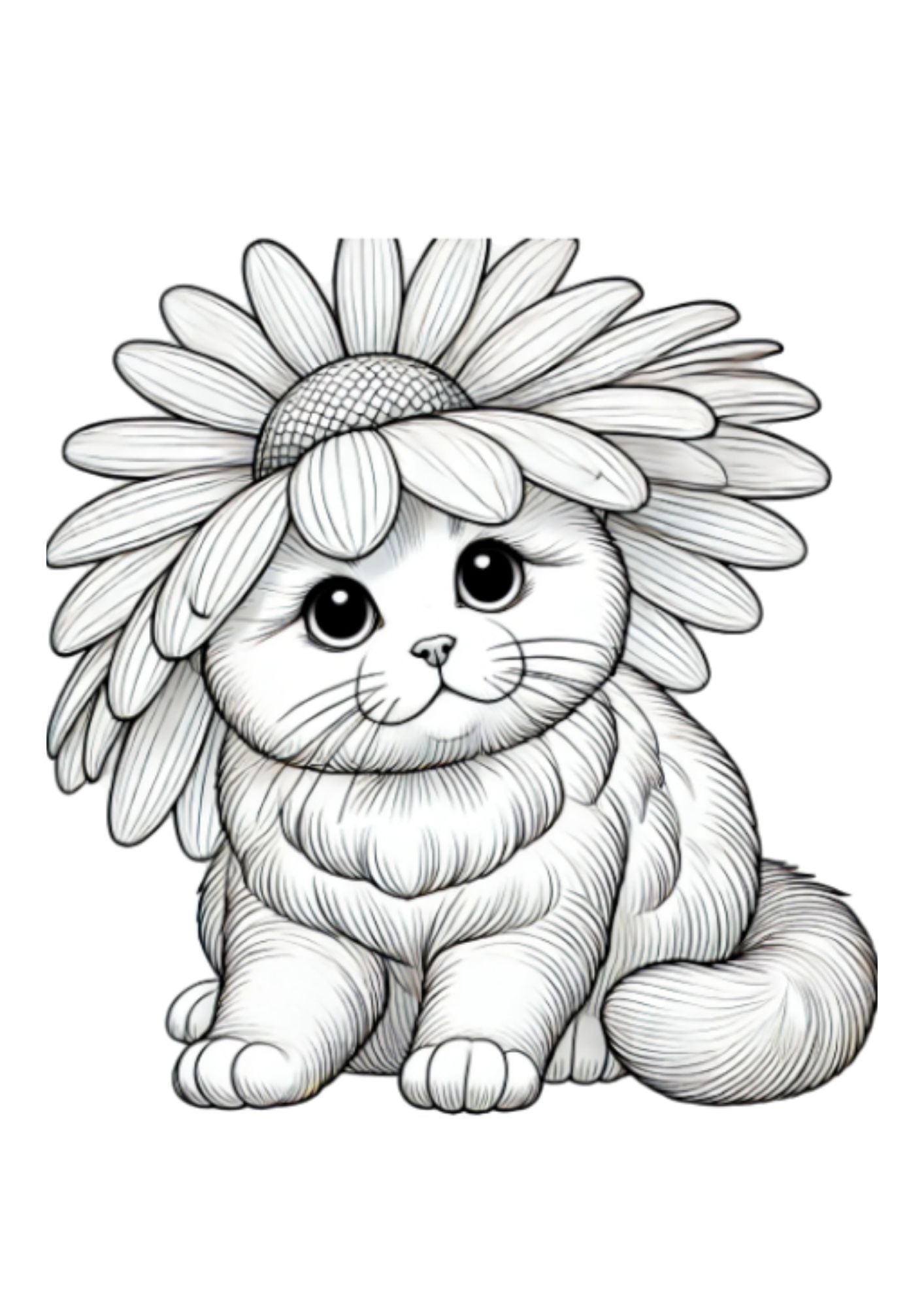 Flower Cat Coloring Page