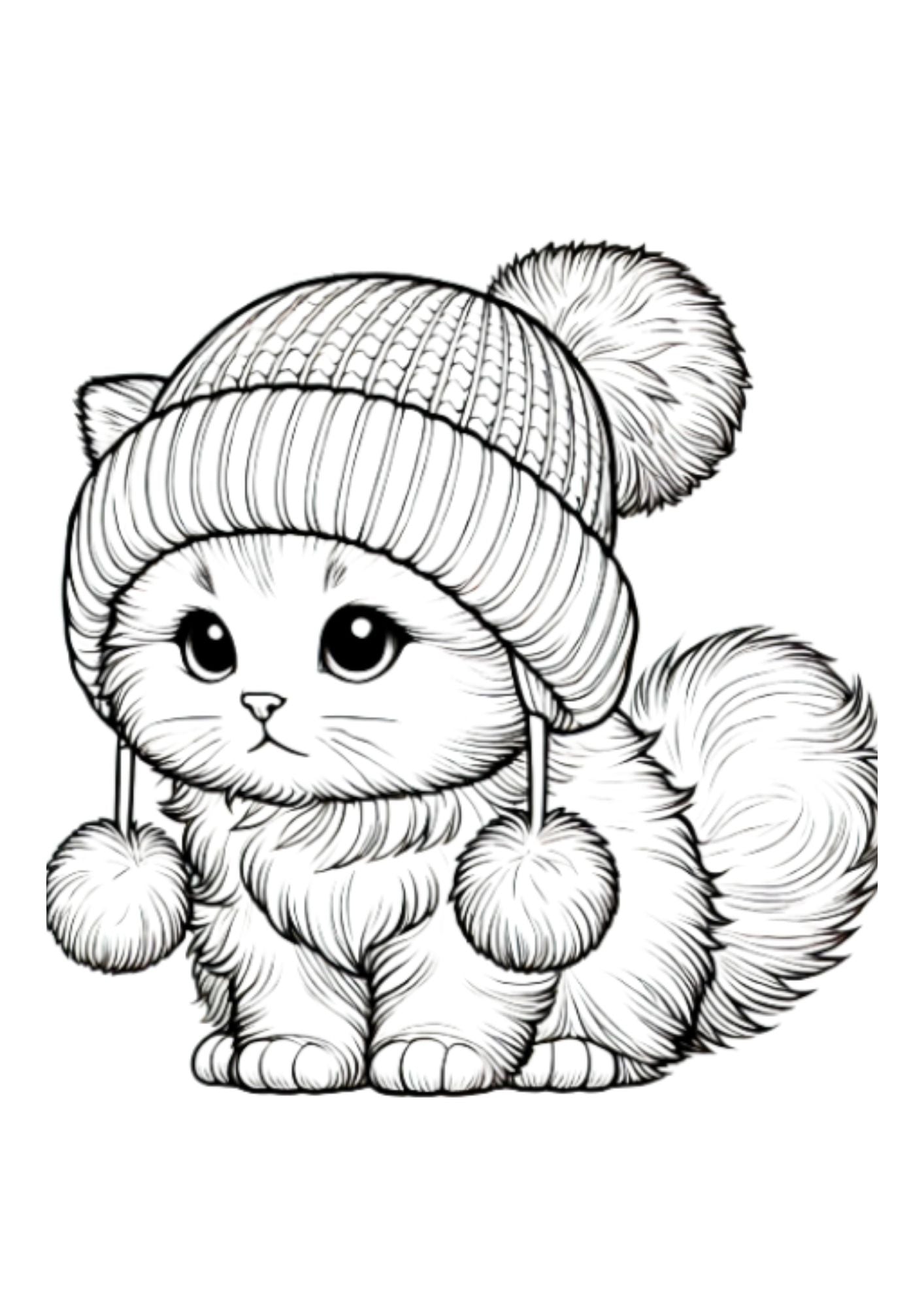 Silly Hats on Cats Coloring Page Combo