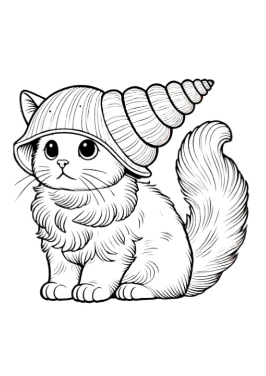 Shell Cat Coloring Page