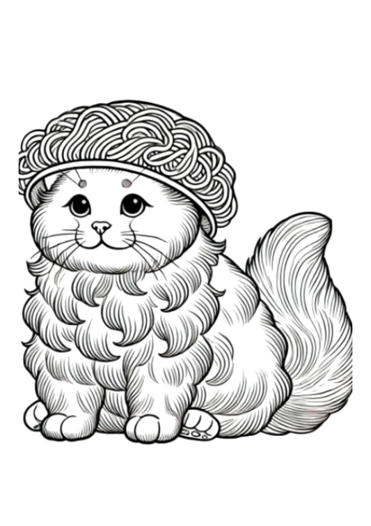 Spaghetti Cat Coloring Page